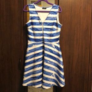 Blue and white striped dress
